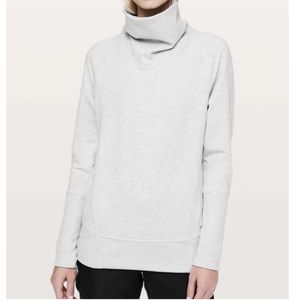 LULULEMON High Lines Pullover Cowl Neck Sweatshirt Sweater Light Gray